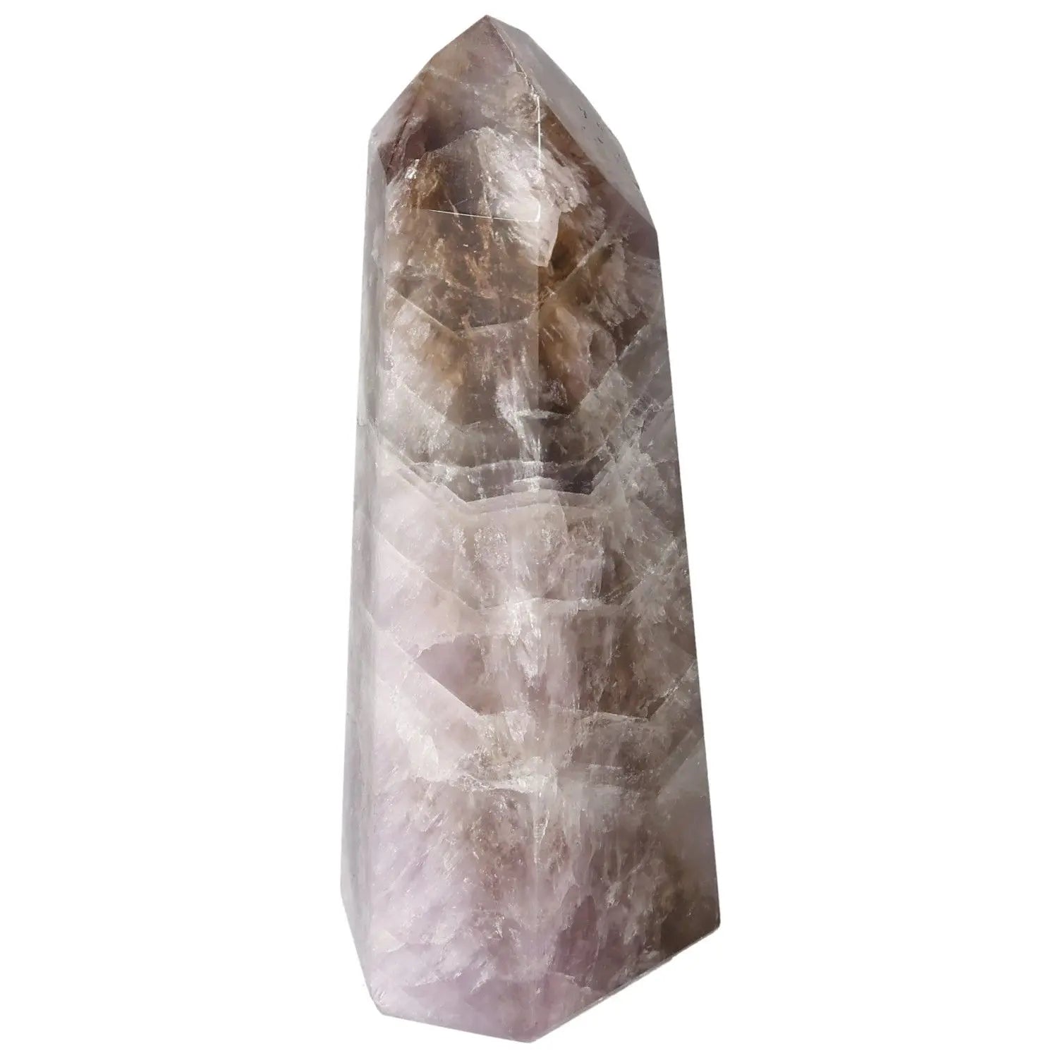 Seven Point Polished Amethyst crystal by Sylvia Crystals, known for stress relief and energy enhancement, showing its sleek, refined structure.