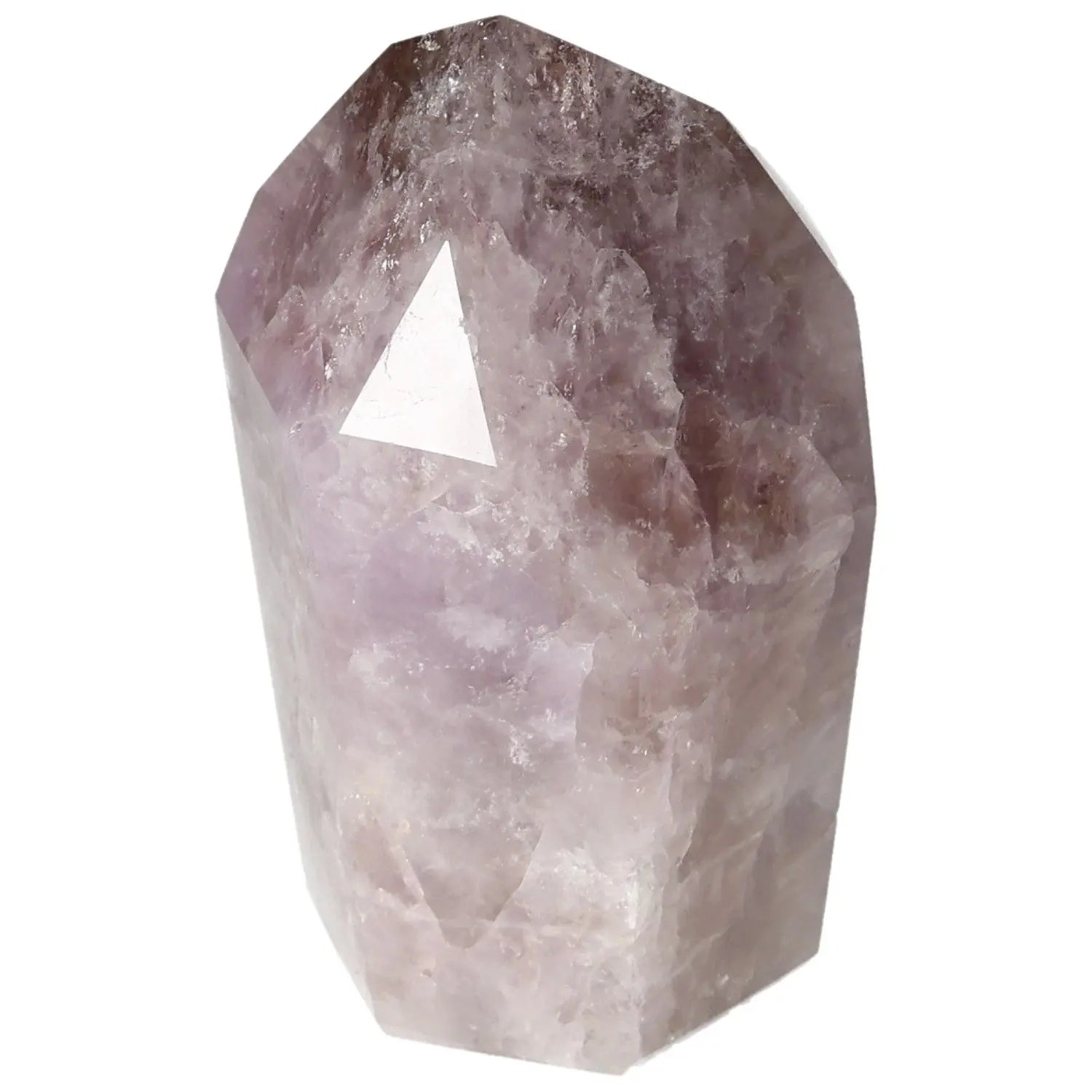 Seven Point Polished Amethyst crystal with spiritual energy by Sylvia Crystals, known for stress reduction and concentration enhancement.
