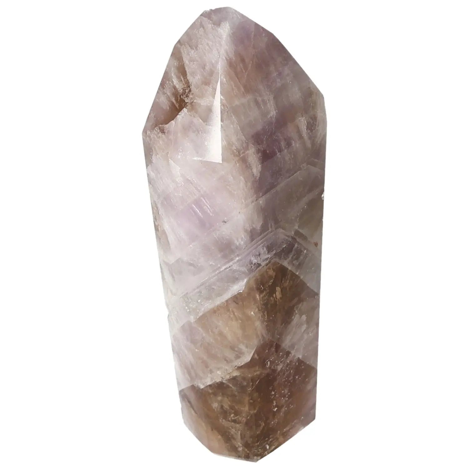 Seven Point Polished Amethyst crystal featuring a blend of seven minerals, crafted by Sylvia Crystals for stress relief and energy enhancement.