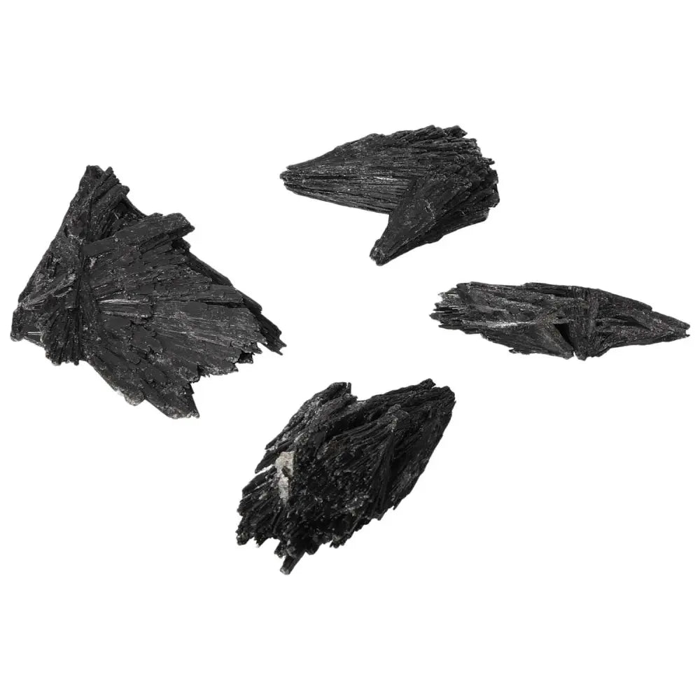 Black Kyanite M stones from Sylvia Crystals, ideal for deep introspection and spiritual clarity.
