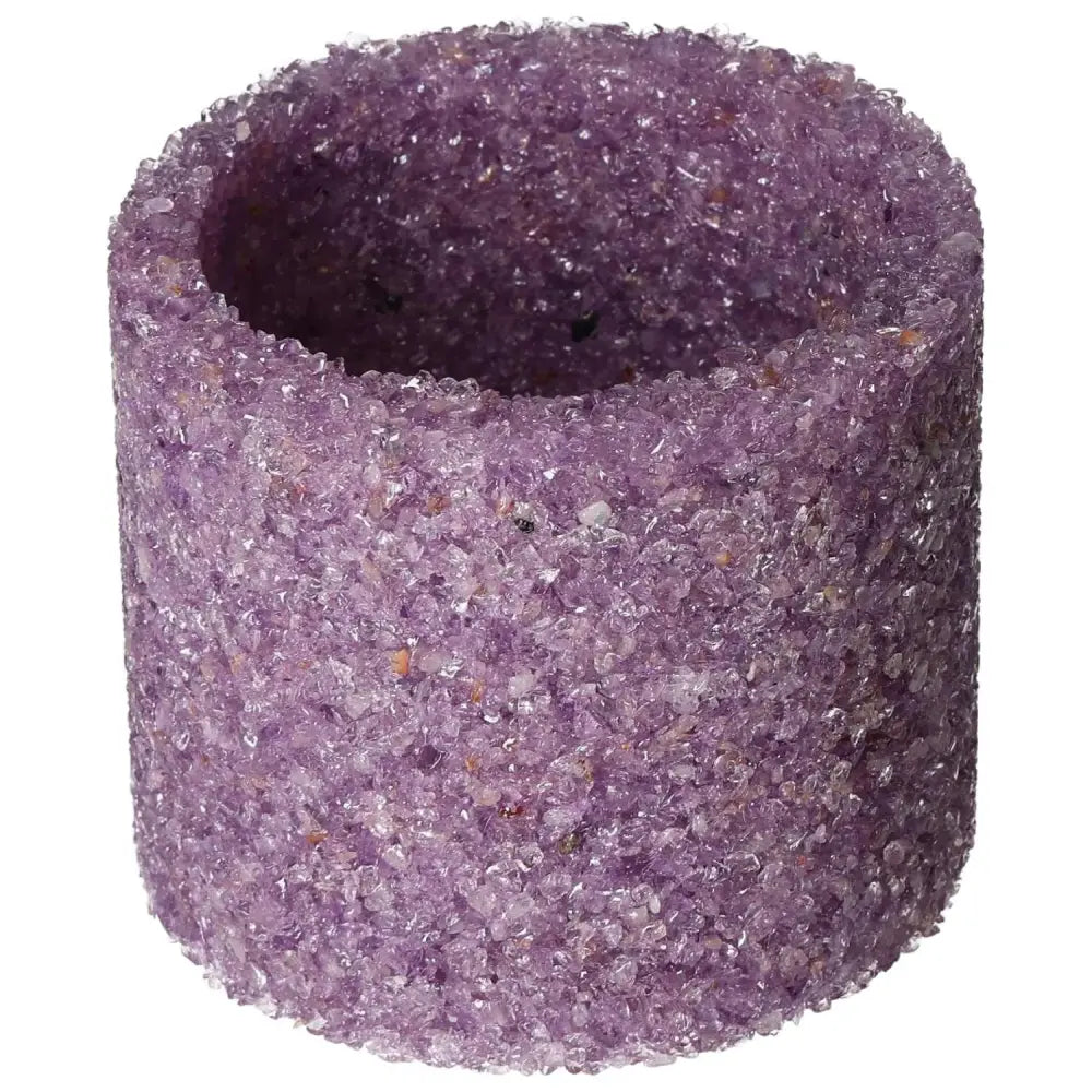 Decorative Candle Holder Amethyst M by Sylvia Crystals, luxurious pot cover with genuine amethyst for tranquility and energy enhancement.