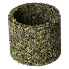 Jadeite candle holder by Sylvia Crystals featuring luxurious green gemstones, symbolizes power and fortune.