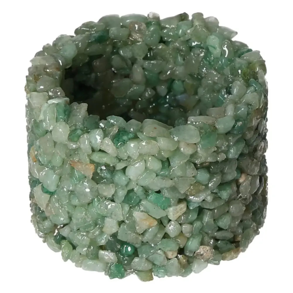 Elegant green quartz candle holder, featuring handpicked stones for a soothing ambiance, from Sylvia Crystals' premium collection.