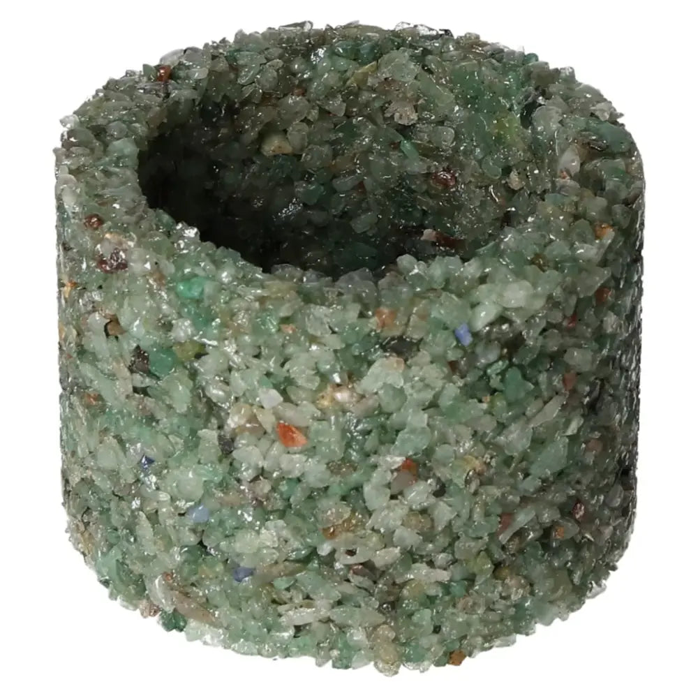 Candle Holder Green Quartz S by Sylvia Crystals, a luxury decorative pot cover with calming green quartz for indoor plants.