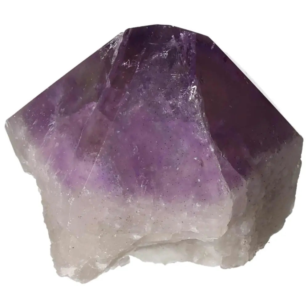 Polished Point Amethyst crystal from Sylvia Crystals, known for stress reduction and energy boosting properties.