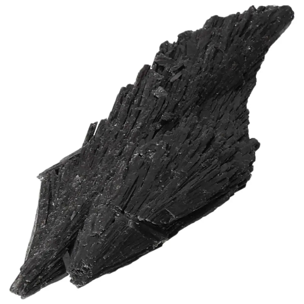 Close-up of a premium Black Kyanite crystal from Sylvia Crystals known for spiritual clarity and introspection.