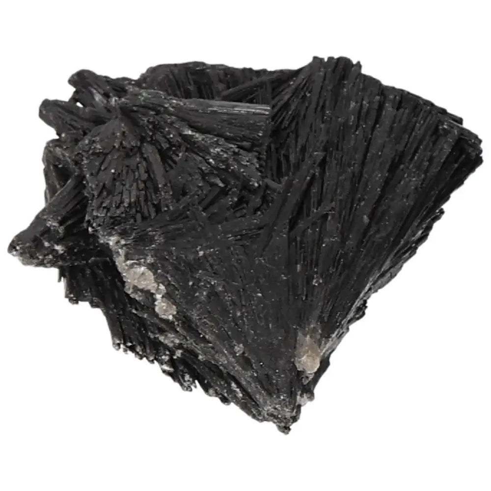 Black Kyanite crystal for meditation and clarity from Sylvia Crystals, ideal for introspection and conflict resolution.