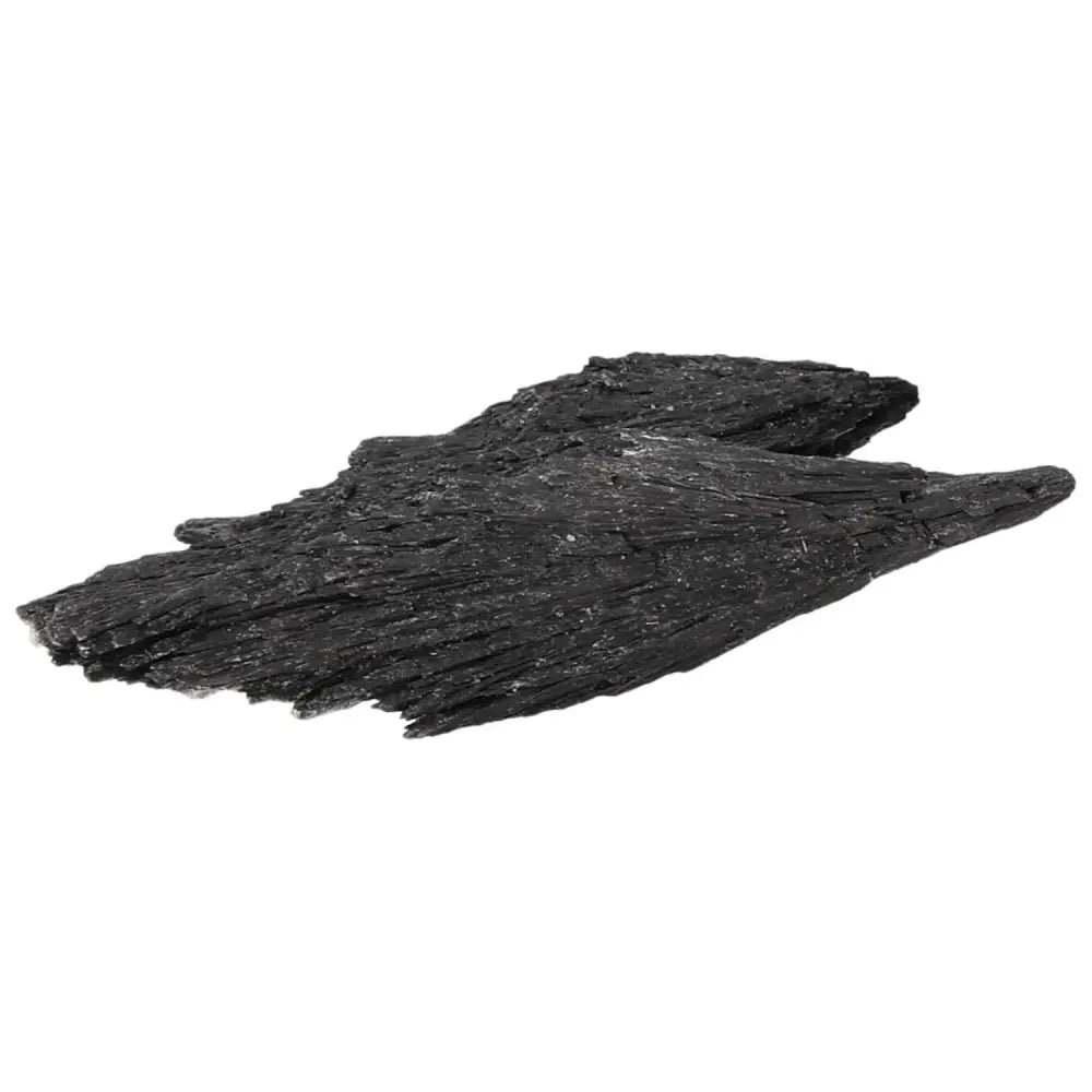Black Kyanite crystal from Sylvia Crystals showcasing its natural texture and energy-enhancing properties for meditation and harmony.