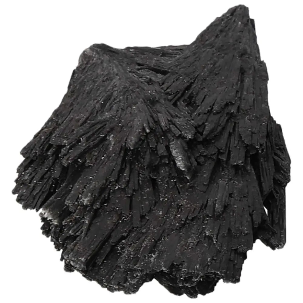 Black Kyanite crystal for meditation and personal growth, offered by Sylvia Crystals, featuring unique structure for deep introspection.