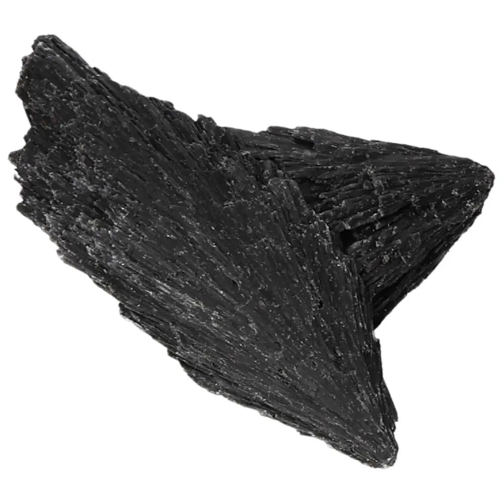 Black Kyanite gemstone for self-discovery and clarity from Sylvia Crystals, known for its unique energy and transformative allure.