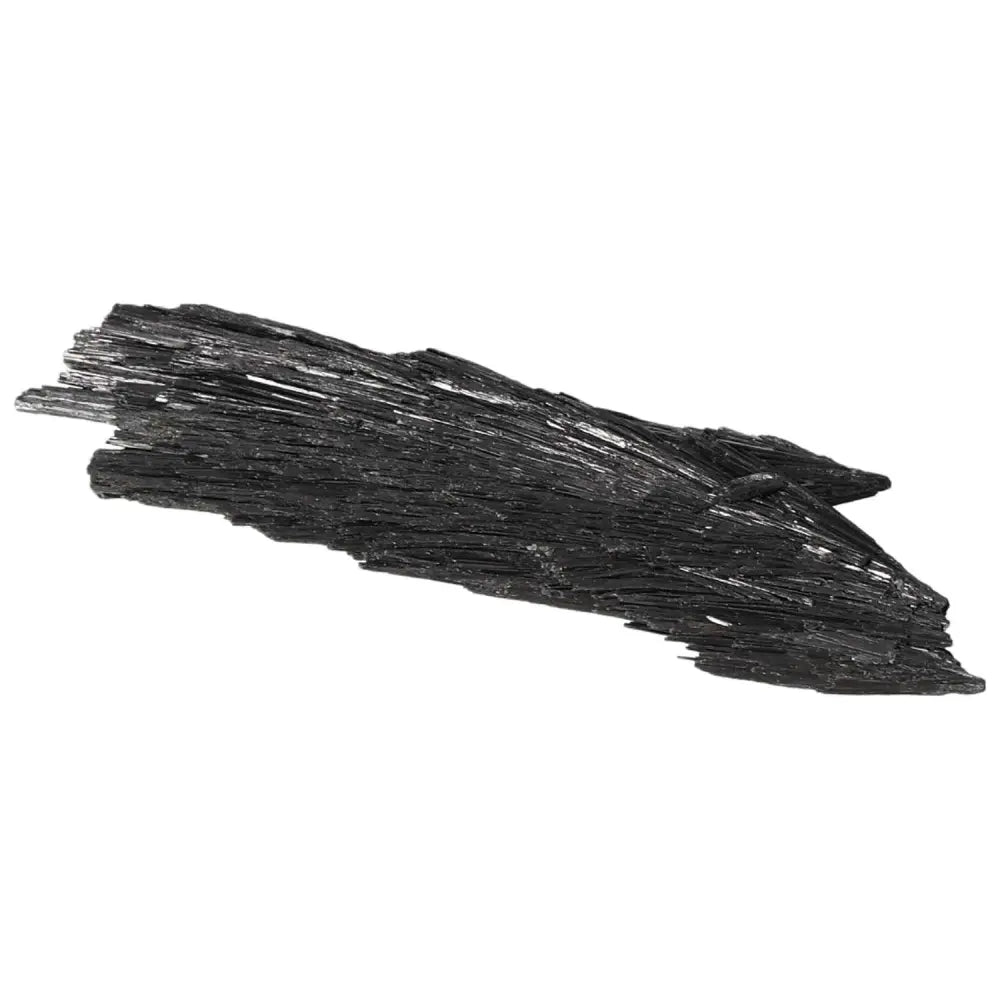 Black Kyanite crystal from Sylvia Crystals, noted for enhancing clarity and introspection, ideal for meditation and conflict resolution.