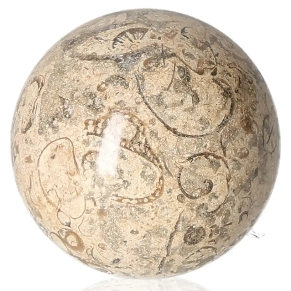 Elegant 6cm limestone ball by Sylvia Crystals, symbolizing serenity and spiritual harmony, enhancing conscious living spaces.