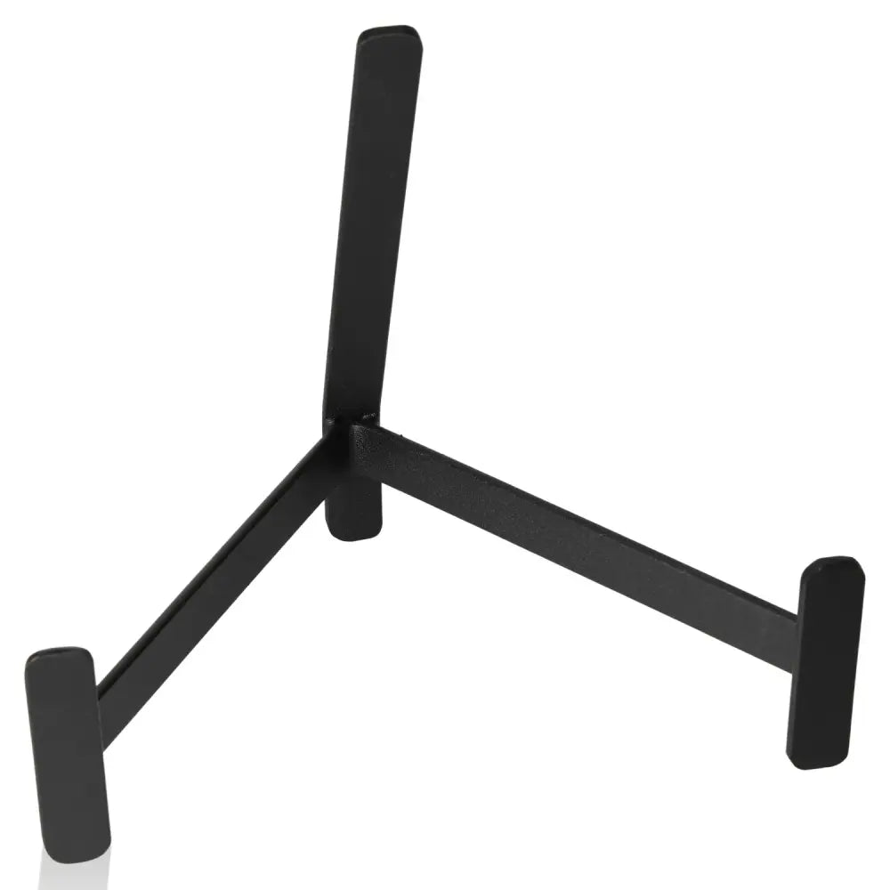 Black metal base for displaying stones or collectibles, featuring a sleek, minimalistic design.