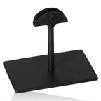 Black metal display stand designed to support and showcase decorative or precious stones.