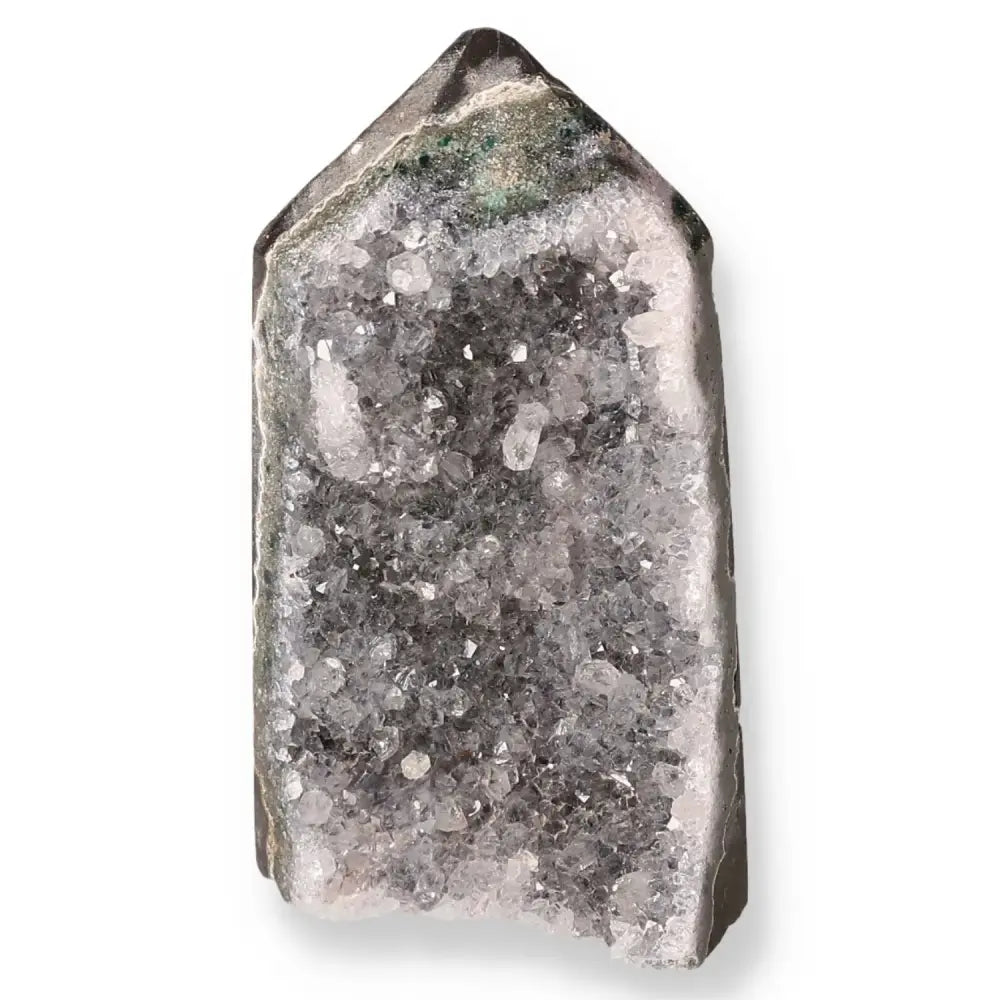 Beautiful agate geode point showcasing natural crystal formation, perfect for enhancing tranquility and balance in any space.
