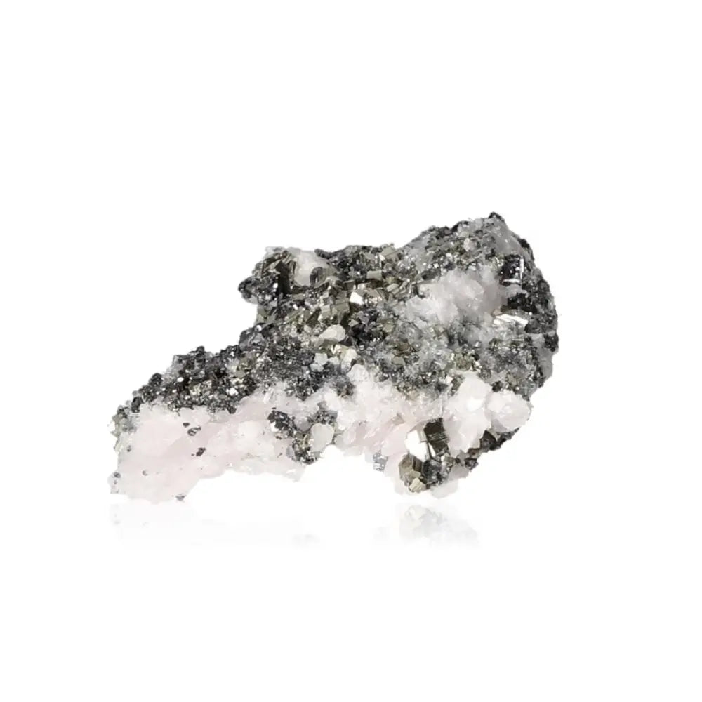 Manganocalcite crystal with Sphalerite, Quartz, and Pyrite by Sylvia Crystals for prosperity and positive energy.