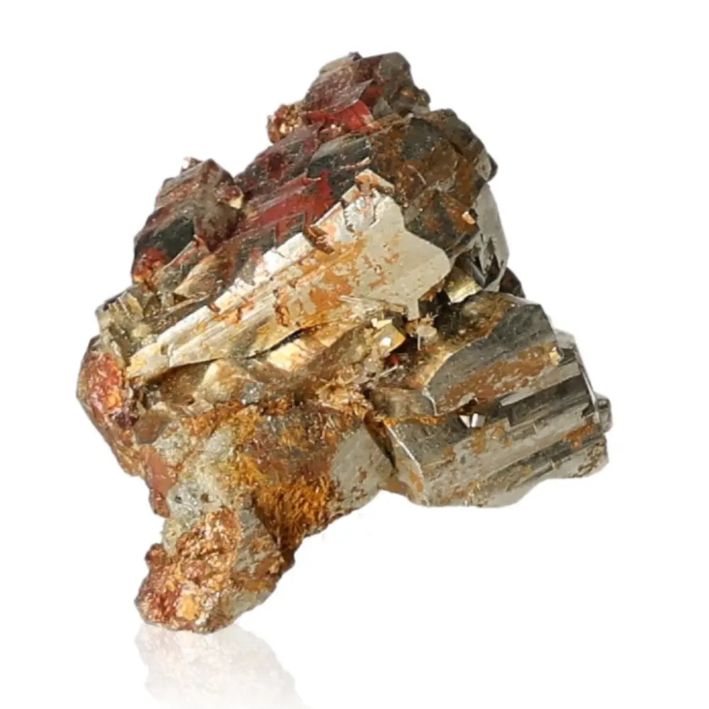 Vanadinite mineral with vibrant red-orange hues and unique crystal formations, ideal for enhancing focus and creativity.