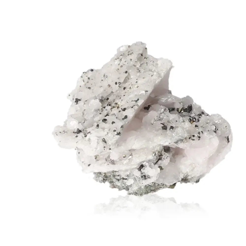 Manganocalcite with Sphalerite crystal, known for love, compassion, and emotional healing, featuring soft pink hues.
