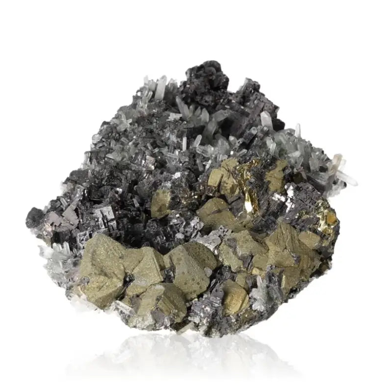 Galena mineral stone displaying its crystal structure and metallic luster, known for transformation and protective grounding properties.