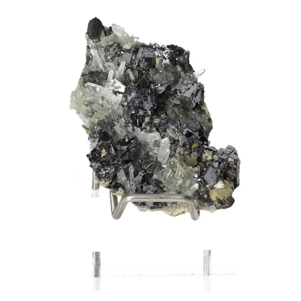 Galena with Quartz crystal showcasing a stunning blend of metallic and translucent formations, ideal for collectors and spiritual seekers.