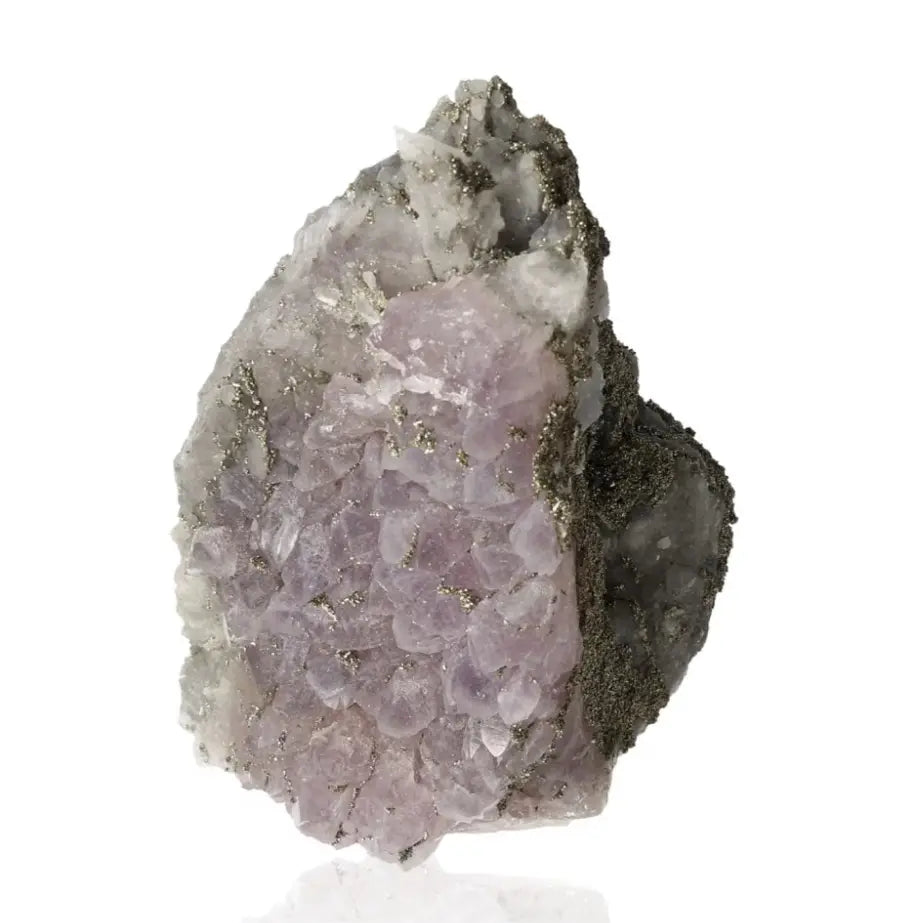 Amethyst with Pyrite crystal showcasing purple and metallic hues, premium Sylvia Crystals selection for spiritual elegance and beauty.