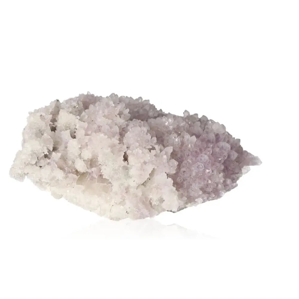 Natural amethyst crystal cluster promoting tranquility and emotional stability.