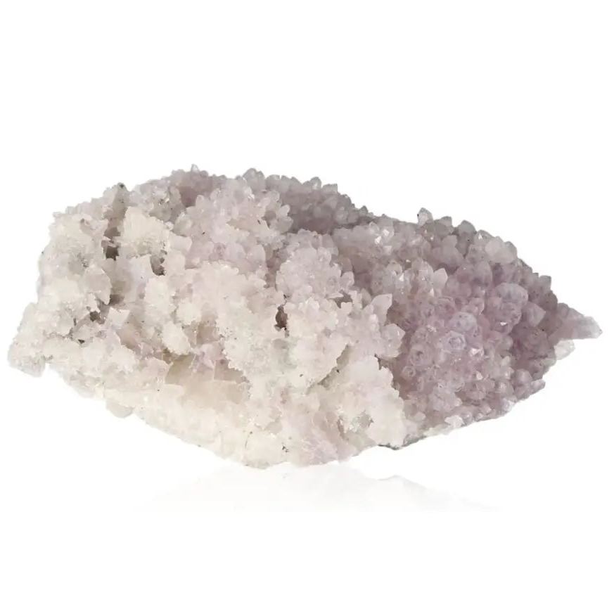 Natural amethyst crystal cluster promoting tranquility and emotional stability.