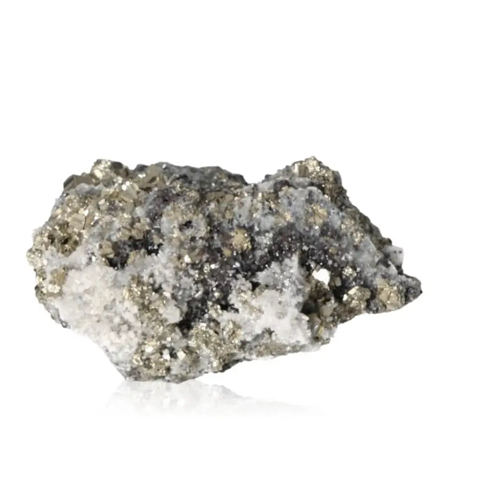 Pyrite with Quartz and Sphalerite crystal from Sylvia Crystals, showcasing golden brilliance and unique formation.