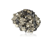 Premium Pyrite with Sphalerite mineral from Sylvia Crystals, showcasing golden and dark hues with radiant metallic luster.
