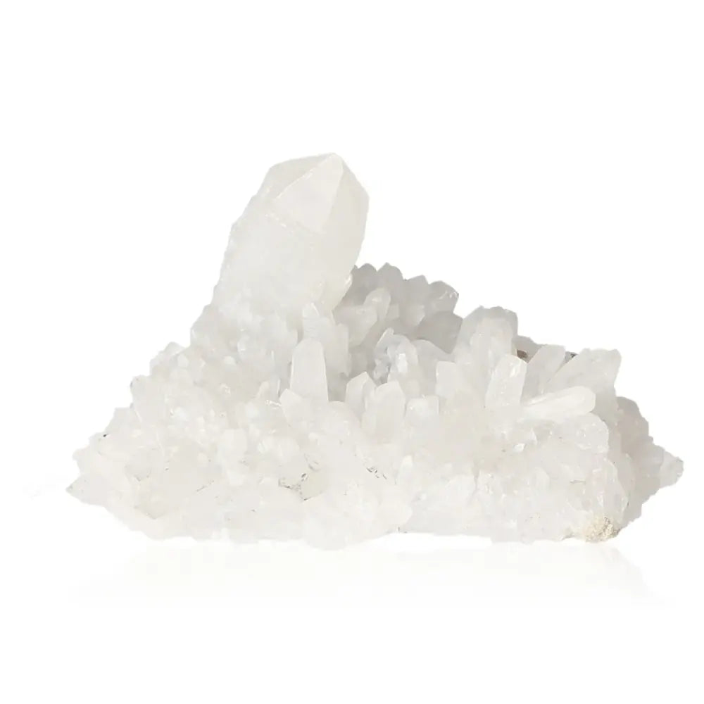 Elegant quartz gemstone cluster showcasing striking clarity and sparkle, ideal for enhancing energy flow, harmony, and balance.