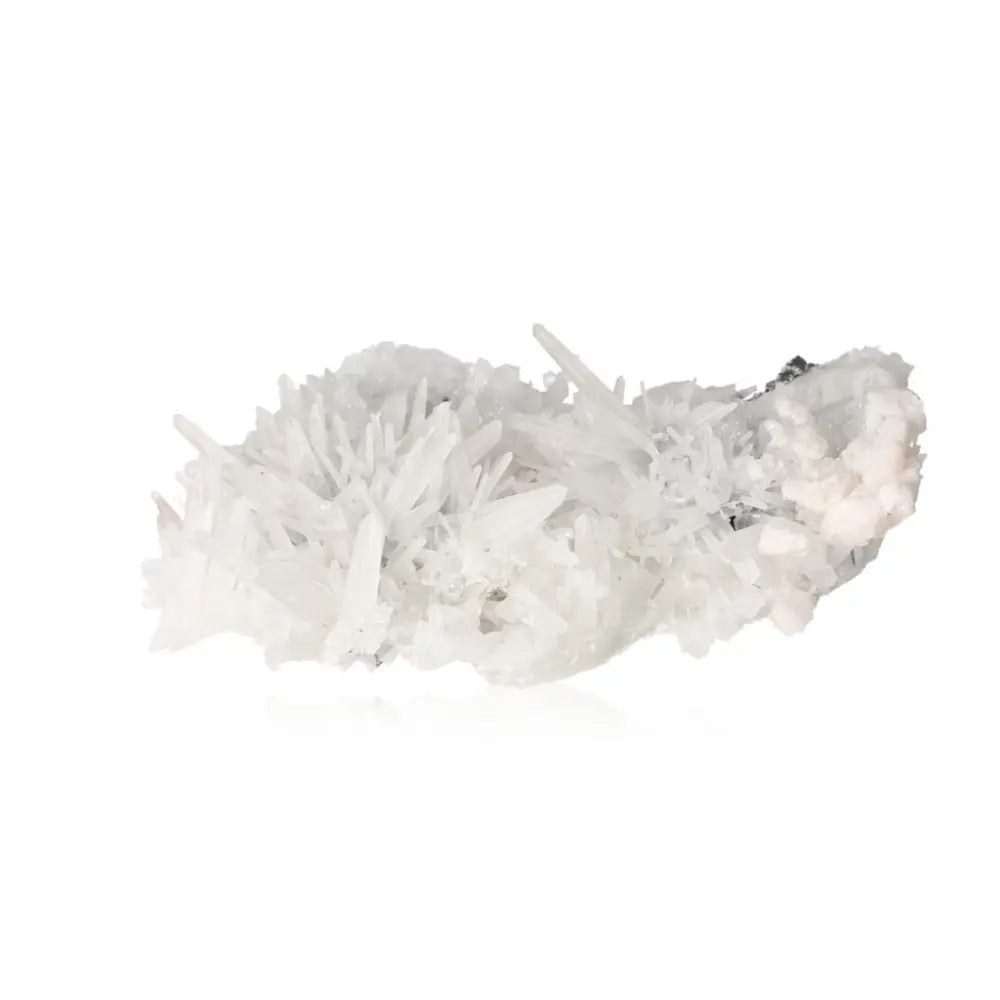 A clear quartz crystal cluster showcasing pure transparency and natural formation, perfect for enhancing energy flow and focus.