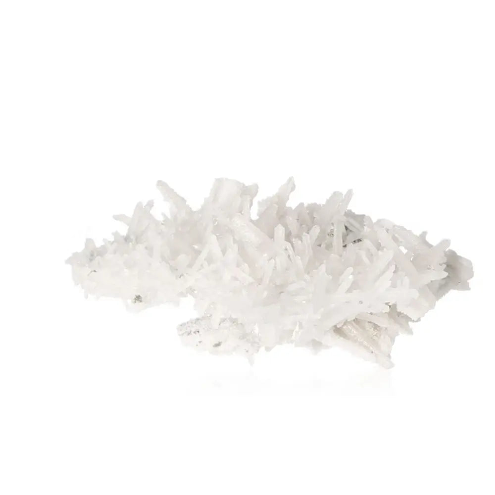 White quartz crystal cluster showcasing pure clarity and brilliant sparkle, ideal for energy flow enhancement and spiritual enrichment.