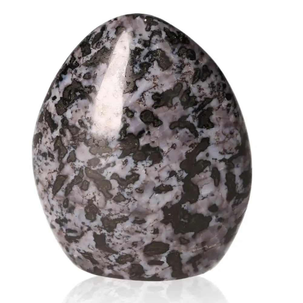 Indigo Gabbro Free Form - Mystic Merlinite crystal with black and indigo patterns, stone of intuition and spiritual growth.