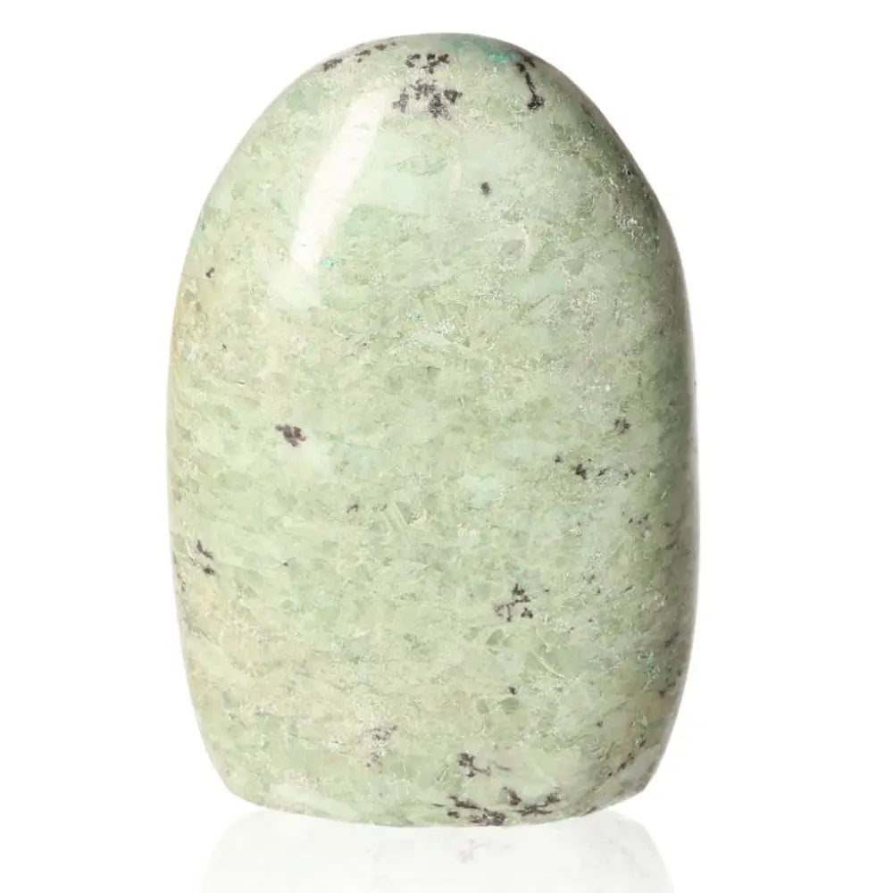 Zebra Serpentine Free Form stone with distinctive black and white stripes, symbolizing balance and protection. Exquisite natural art piece.