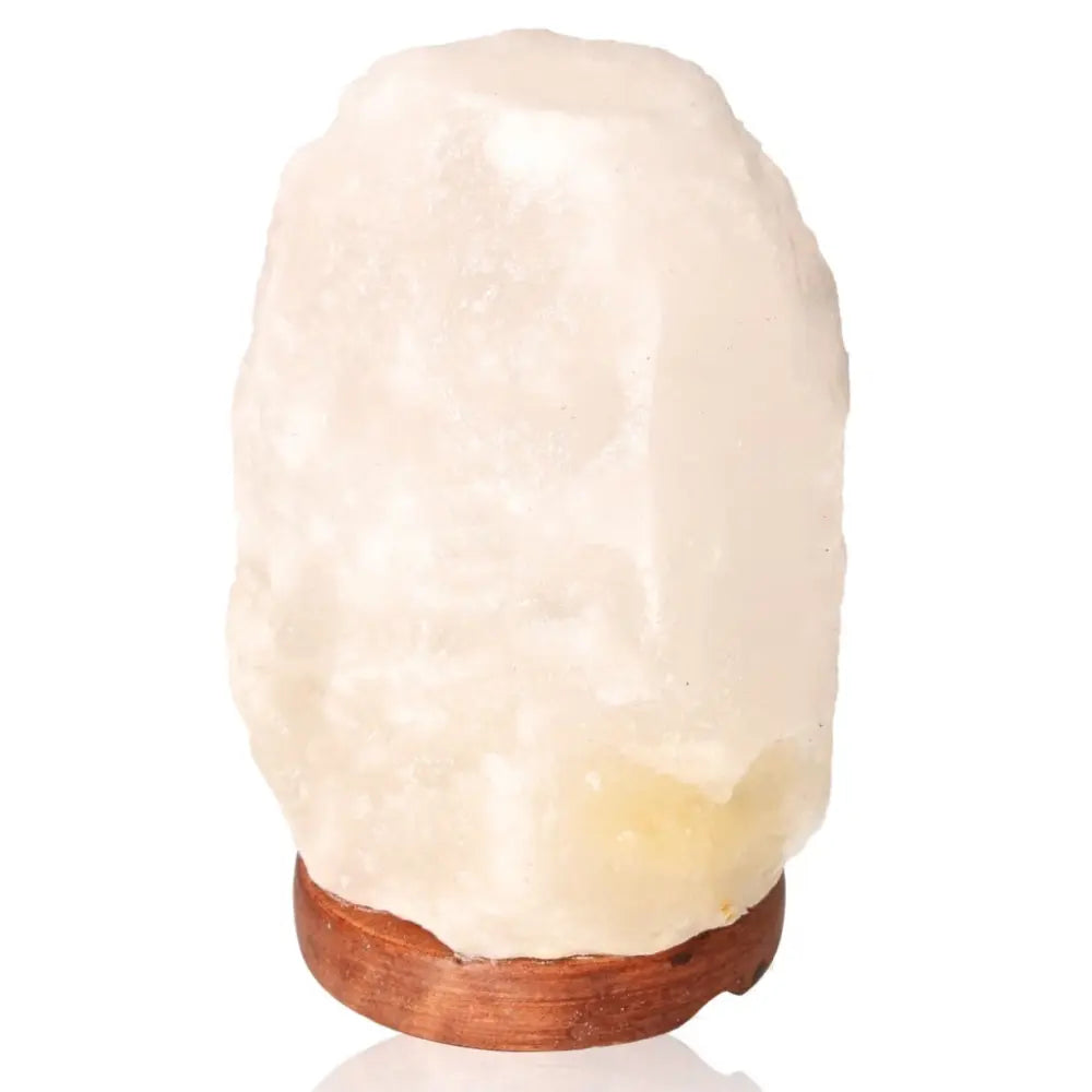 Himalayan Salt Lamp 1Kg with wooden base, emits warm amber light, crafted from authentic pink salt, enhances home décor and ambiance.