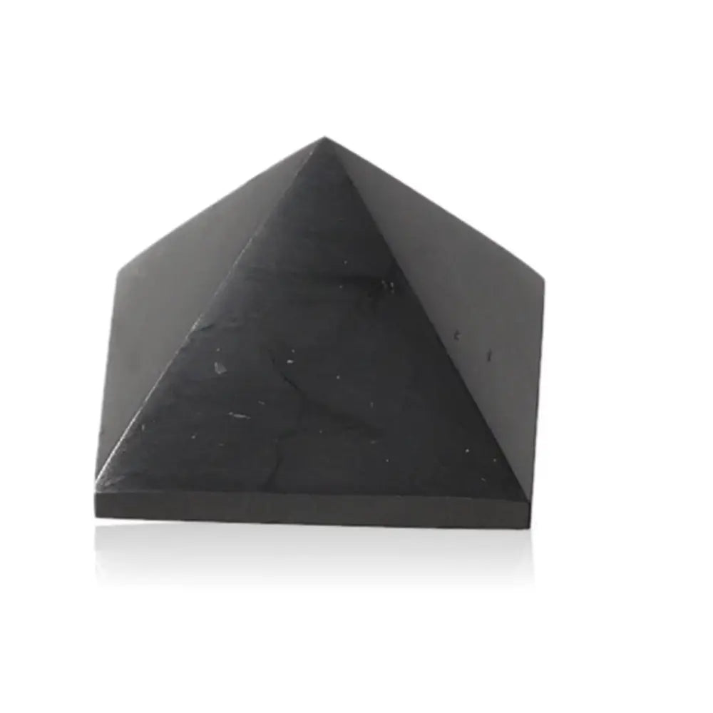 Shungite Pyramid 3 cm by Sylvia Crystals, renowned for protective and purifying powers, made from premium carbon-rich mineral.