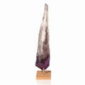 Natural Amethyst Point gemstone on display stand, showcasing its genuine crystal formation for mental clarity and emotional balance.