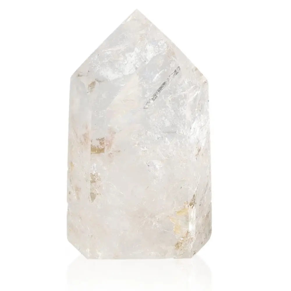 Lemurian Quartz Obelisk from Sylvia Crystals, showcasing its clear and energetic beauty, ideal for enhancing spiritual journeys.