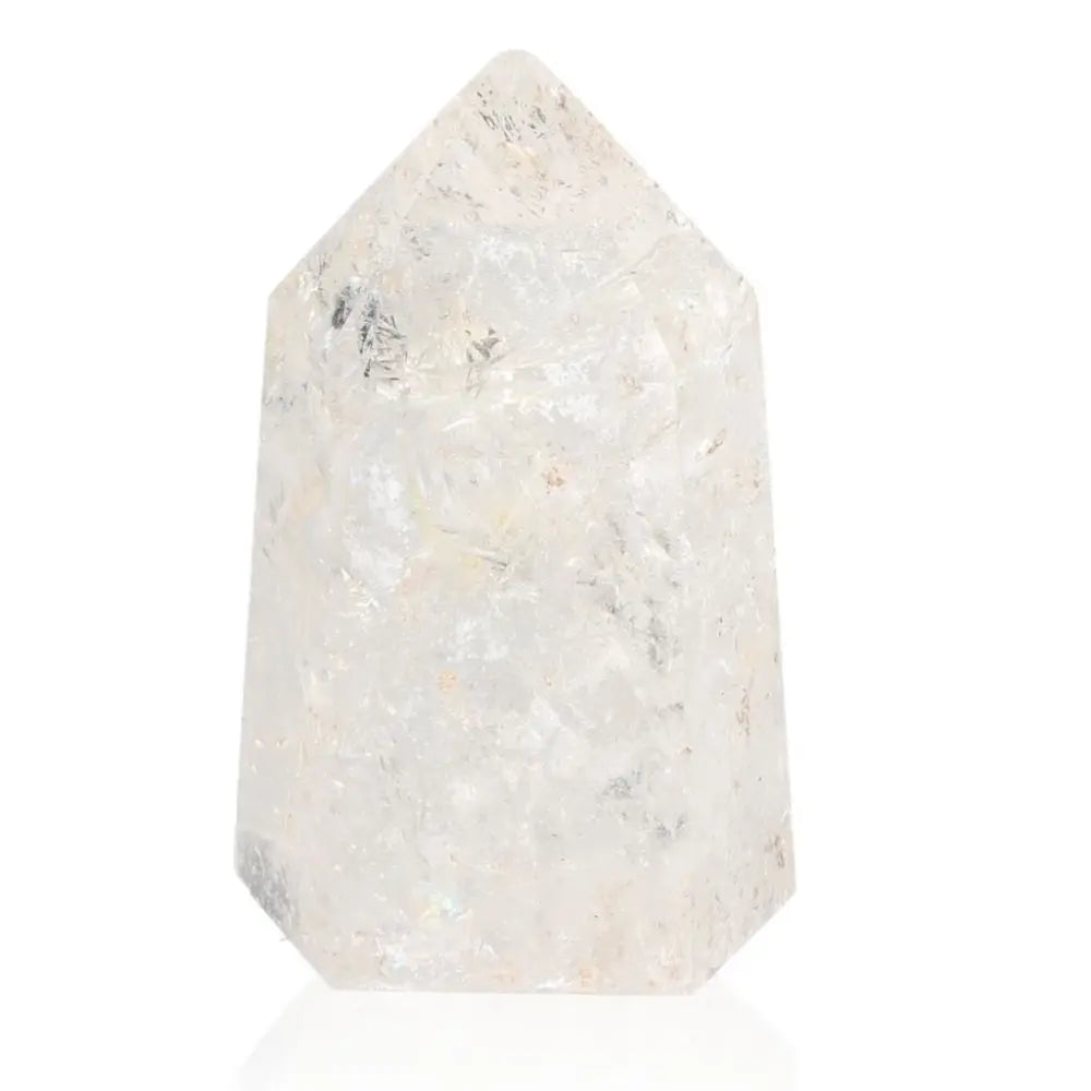 Lemurian Quartz Obelisk by Sylvia Crystals, showcasing natural beauty and spiritual energy with unique ridges and exquisite allure.