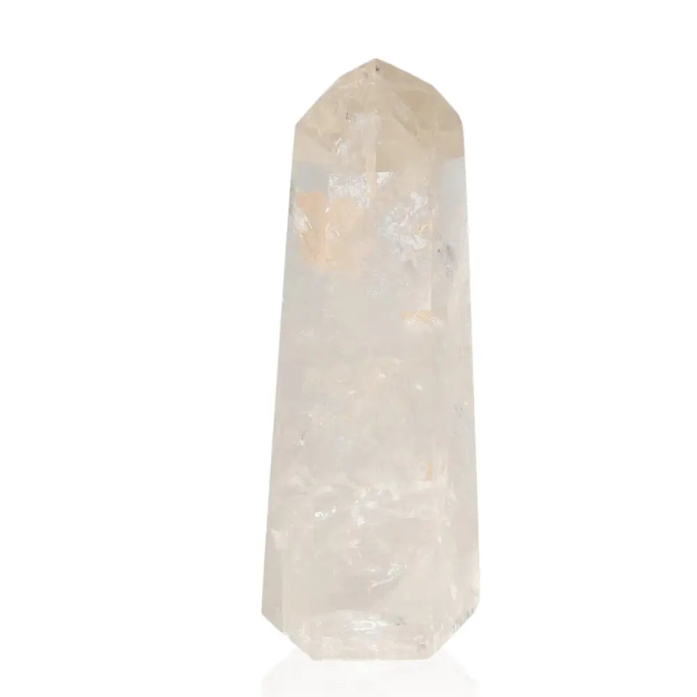 Lemurian Quartz Obelisk crystal, featuring radiant clarity and transformative energy, ideal for spiritual and home decor purposes.