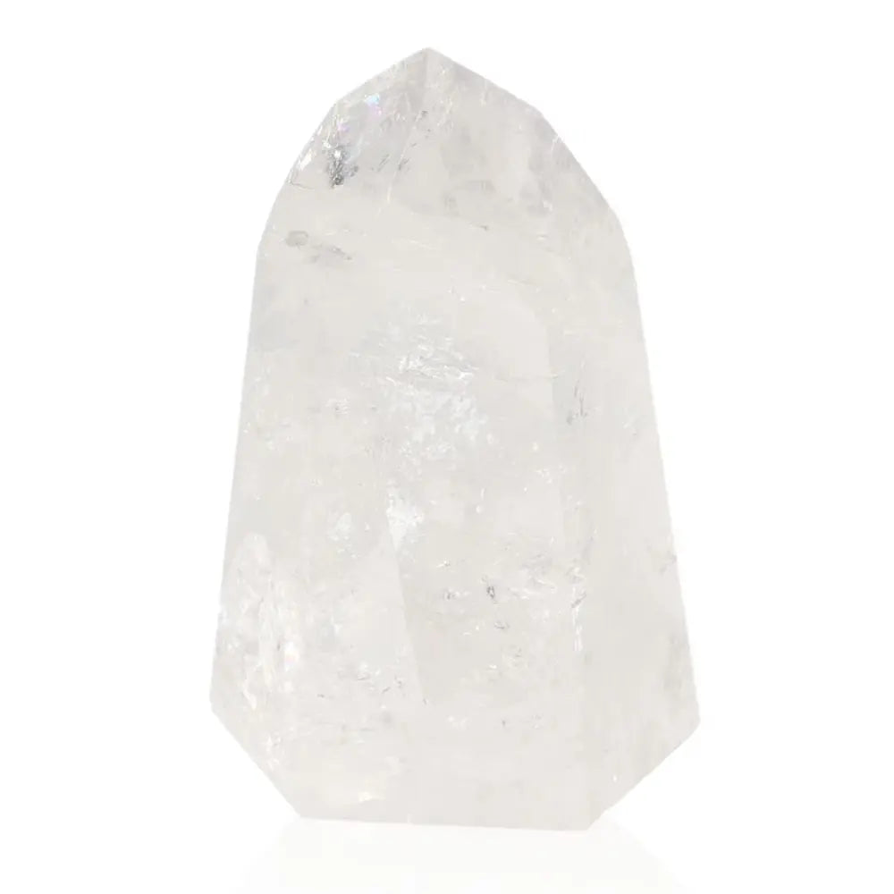 Elegant Lemurian Quartz Obelisk from Sylvia Crystals, showcasing spiritual purity and energy for conscious living.