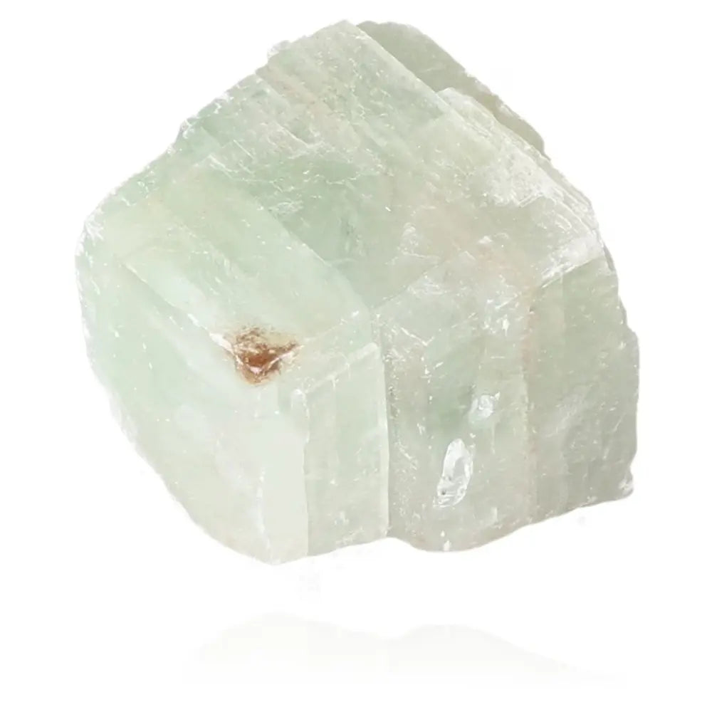 Green Calcite Crystal for emotional healing and heart chakra energy, promoting renewal and inner peace with vibrant green hues.
