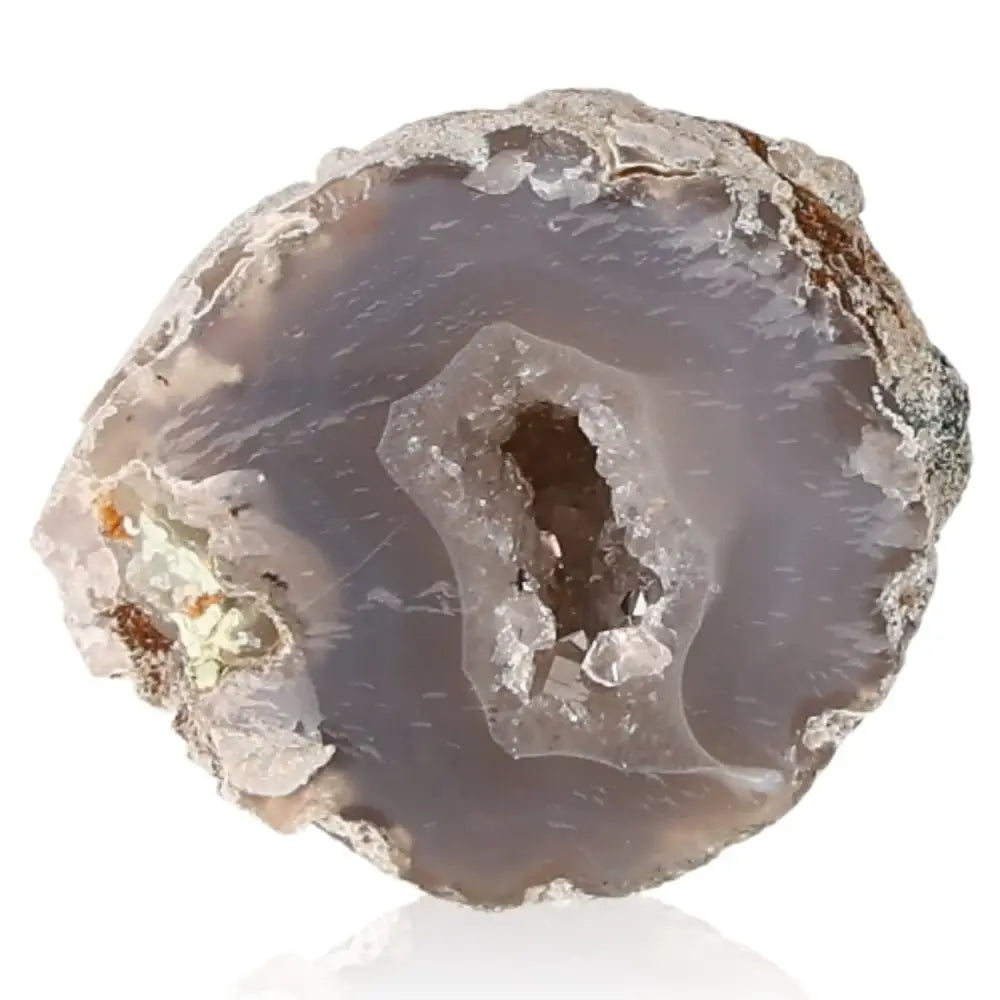 Mini Agate Geode showcasing natural beauty with shimmering crystals, perfect for tranquility and balance in any space.