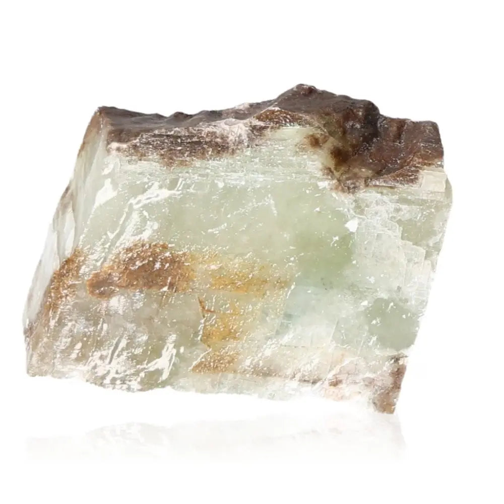 Green Calcite Crystal for emotional healing and heart energy, featuring vibrant green hues and soothing properties.
