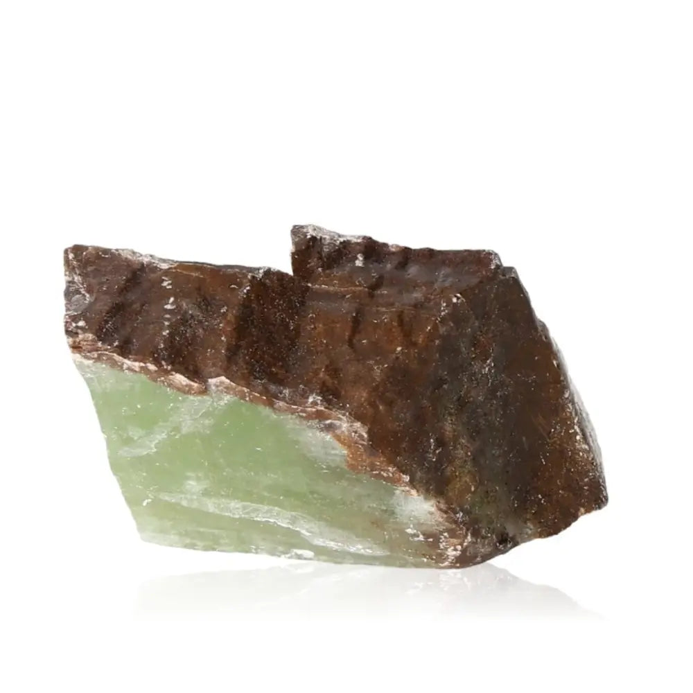 Raw Green Calcite Crystal for emotional healing and heart chakra energy, featuring soothing green hues and revitalizing properties.