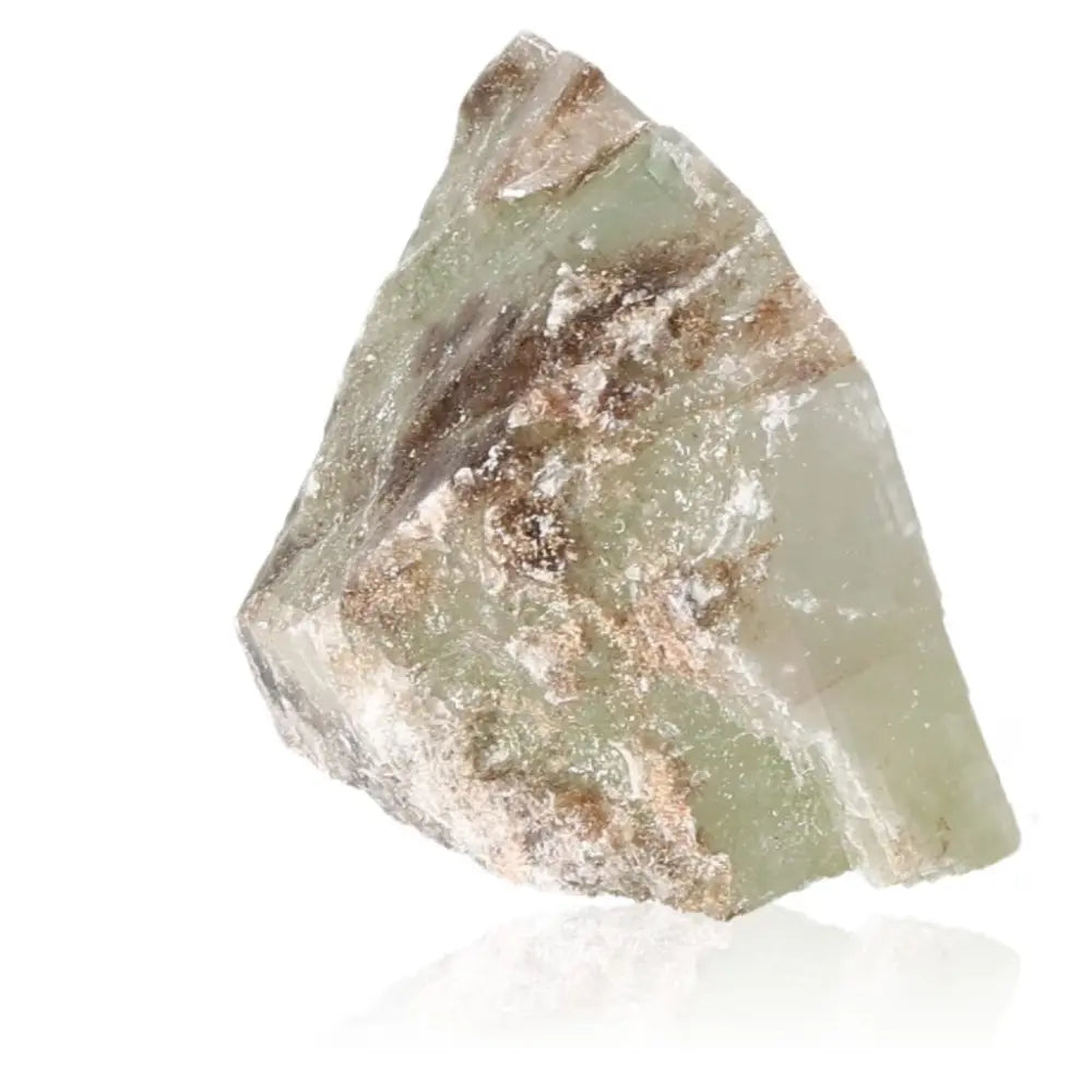 Natural Green Calcite Crystal, a stone of renewal and emotional healing, showcasing its vibrant green hues and heart energy connection.