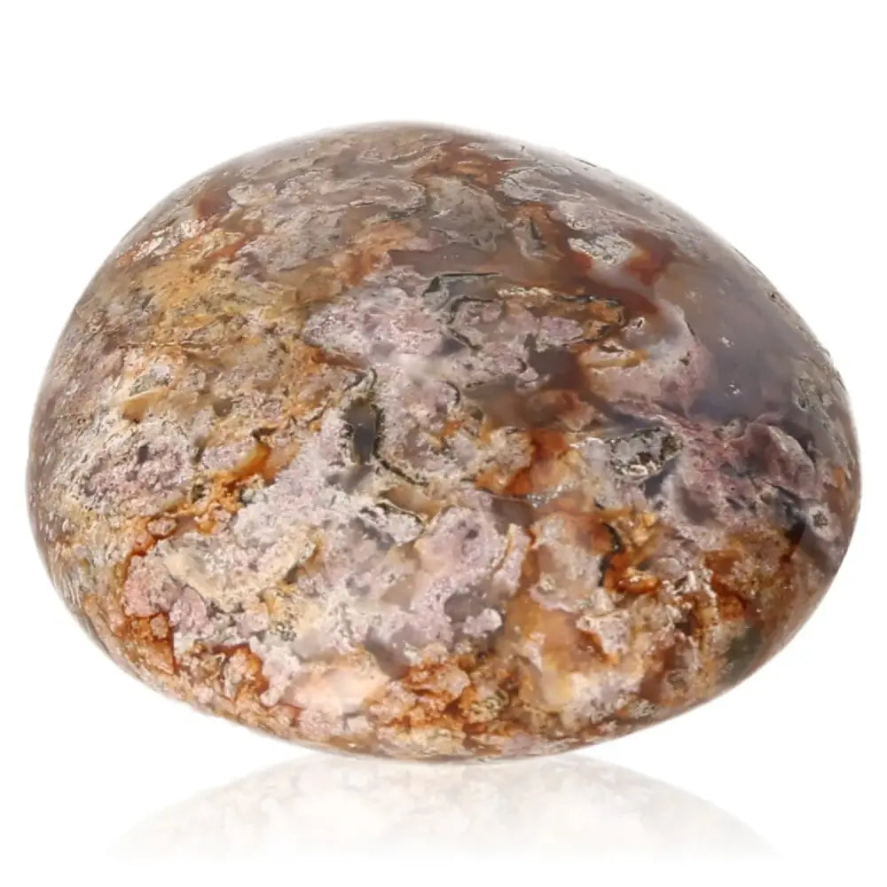 Polished Banded Agate Tumbled Stone showcasing intricate patterns and rich earthy tones, ideal for metaphysical use and decorative display.