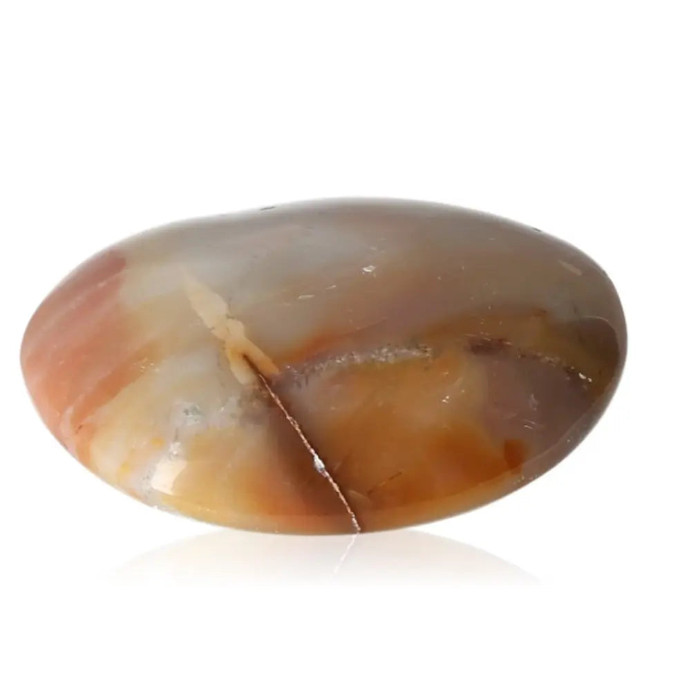 Elegant tumbled jasper crystal known for harmony, stress reduction, and balance, showcasing serene colors and smooth finish.