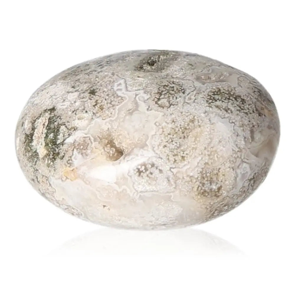 Smooth Tumbled Jasper stone promoting tranquility and balance, known for reducing stress and enhancing positive energy.