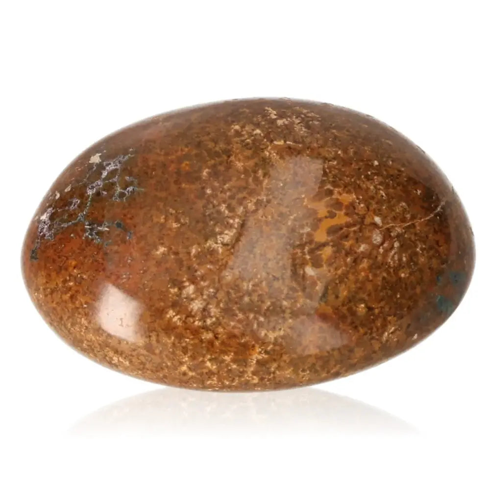 Exquisitely crafted Tumbled Jasper with blue and golden chatoyant tones, symbolizing courage and spiritual insight.
